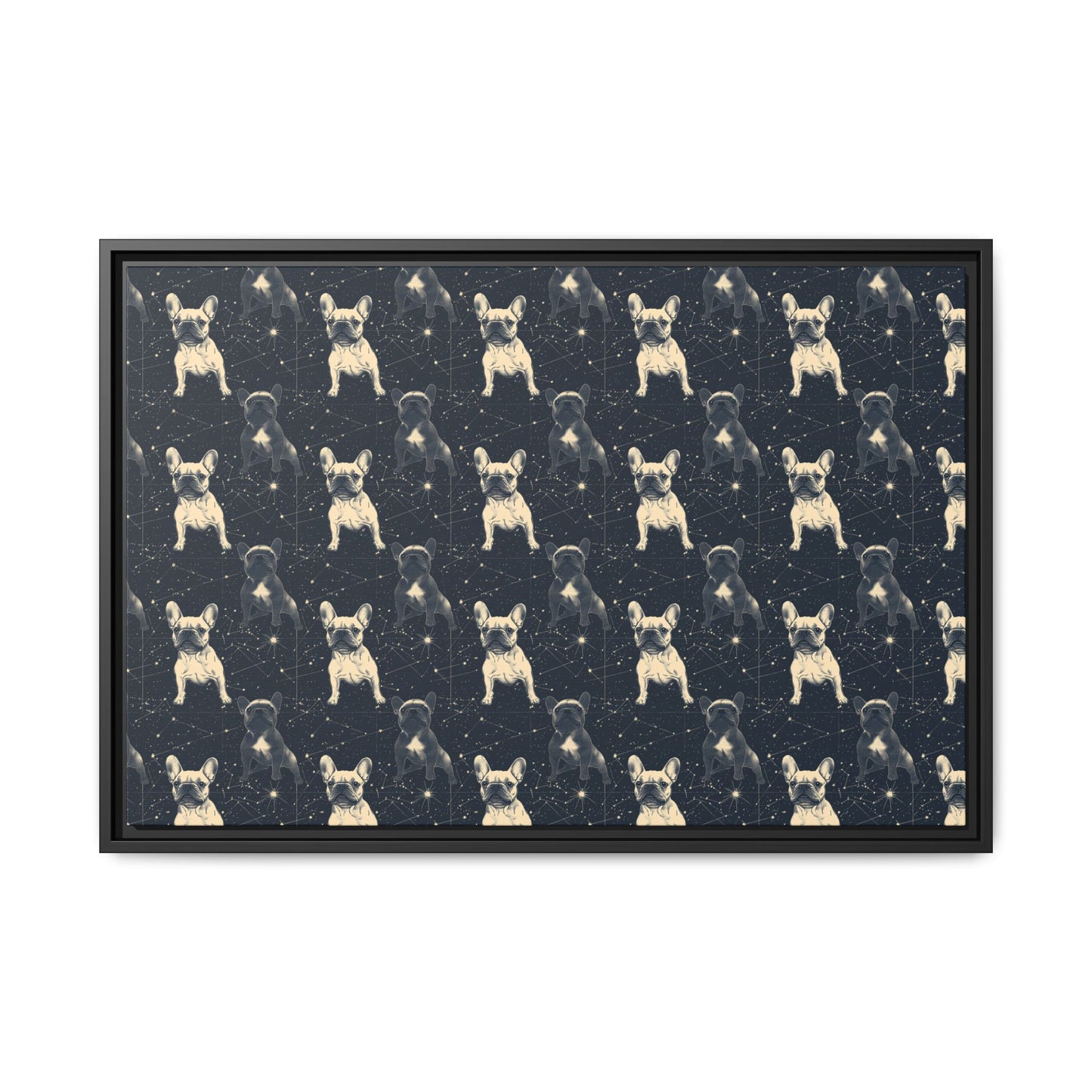 Frenchie Celestial Soar Matte Canvas, Framed