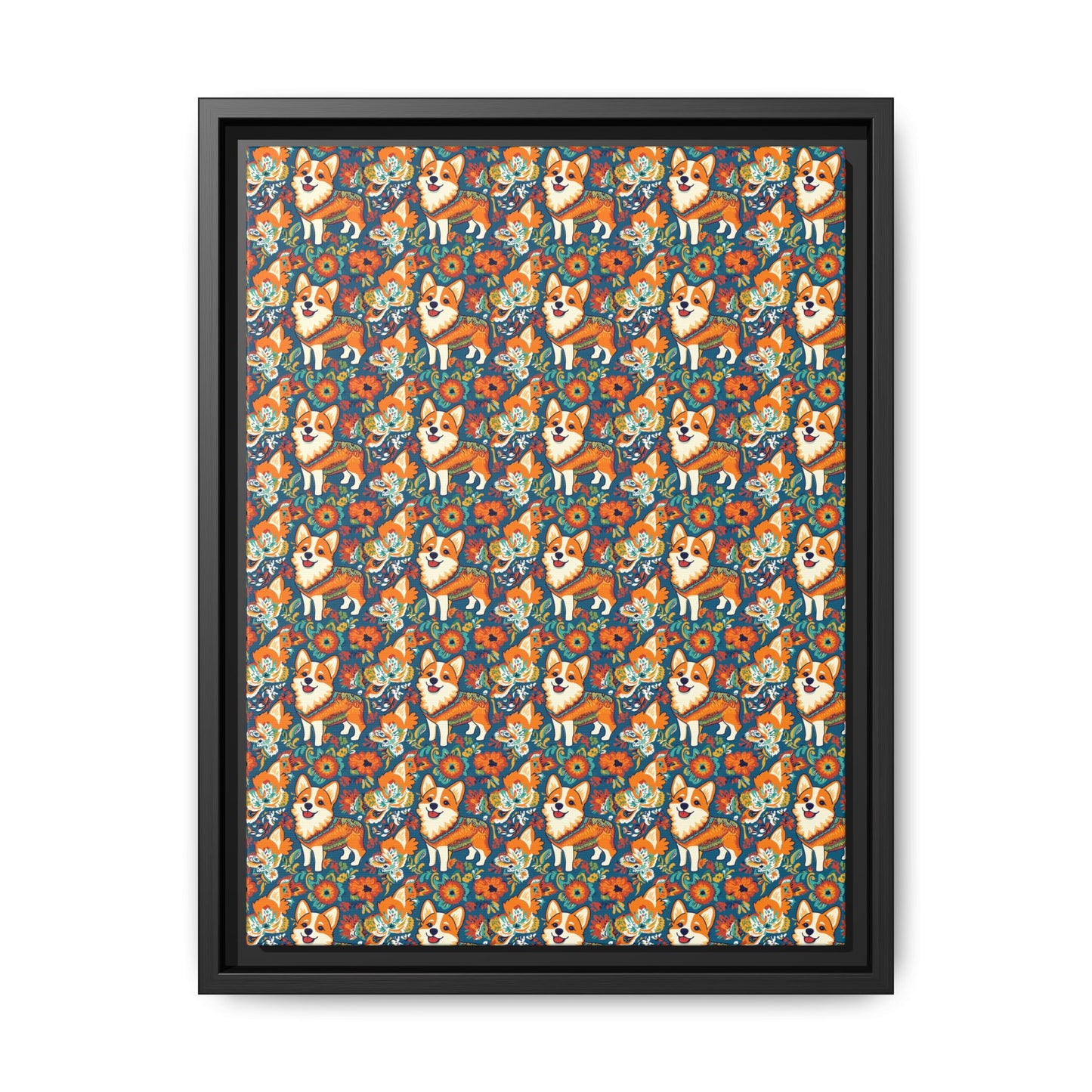 Corgi Carnival Couture Matte Canvas, Framed