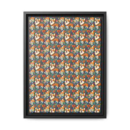 Corgi Carnival Couture Matte Canvas, Framed