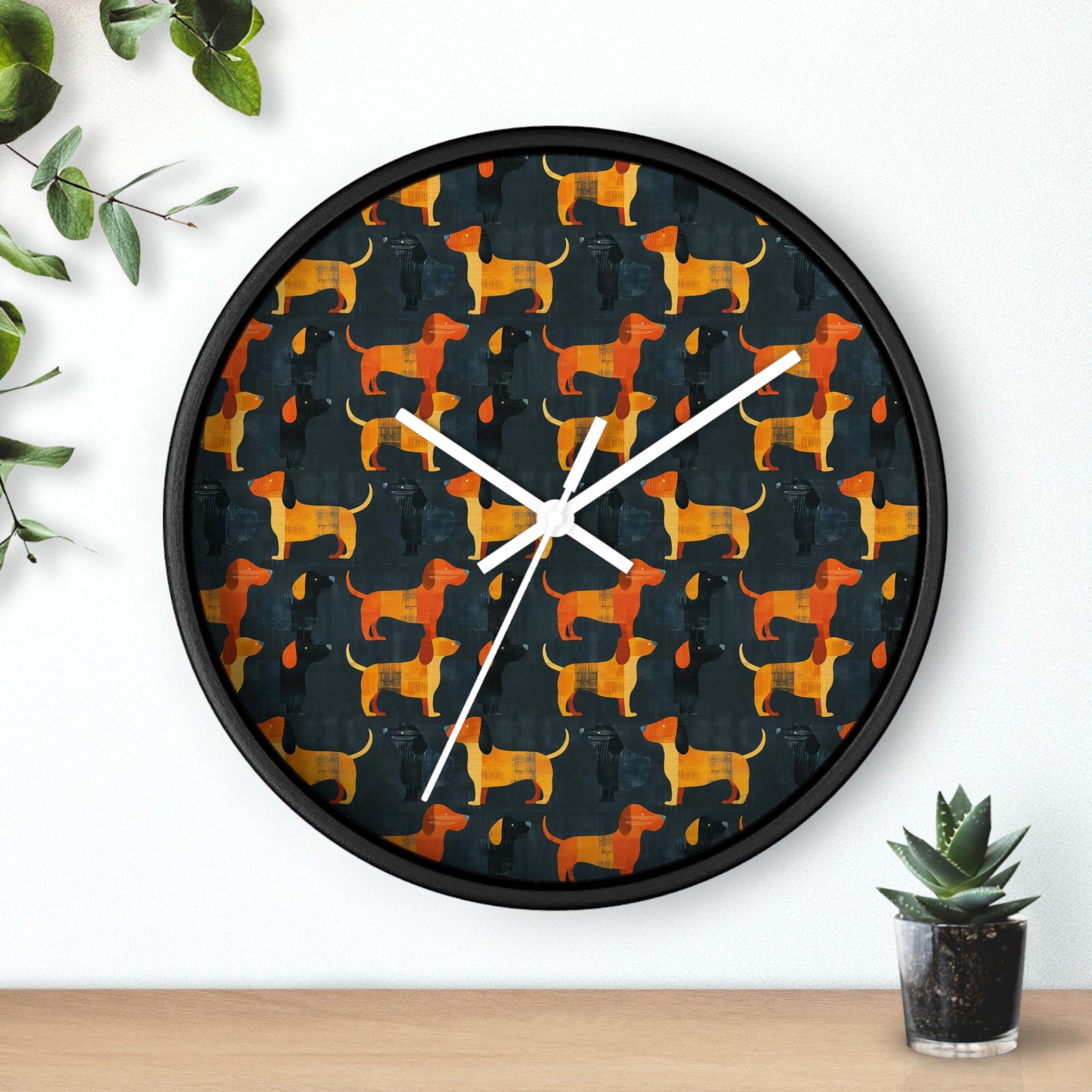 Dapper Dachshund Noir Glow Wall Clock