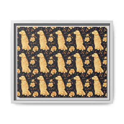 Golden Paws Floral Frenchie Matte Canvas, Framed