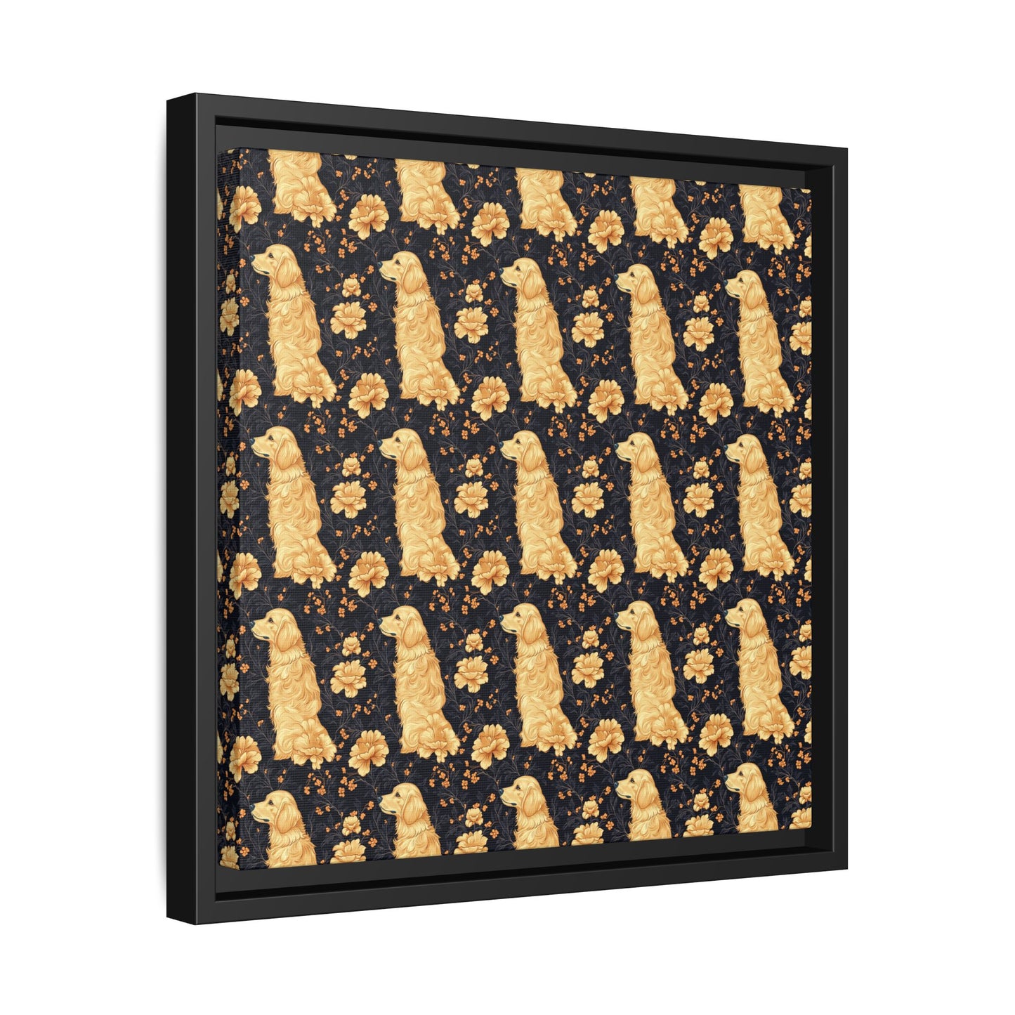 Golden Paws Floral Frenchie Matte Canvas, Framed