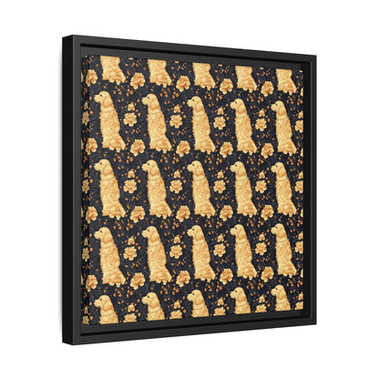 Golden Paws Floral Frenchie Matte Canvas, Framed