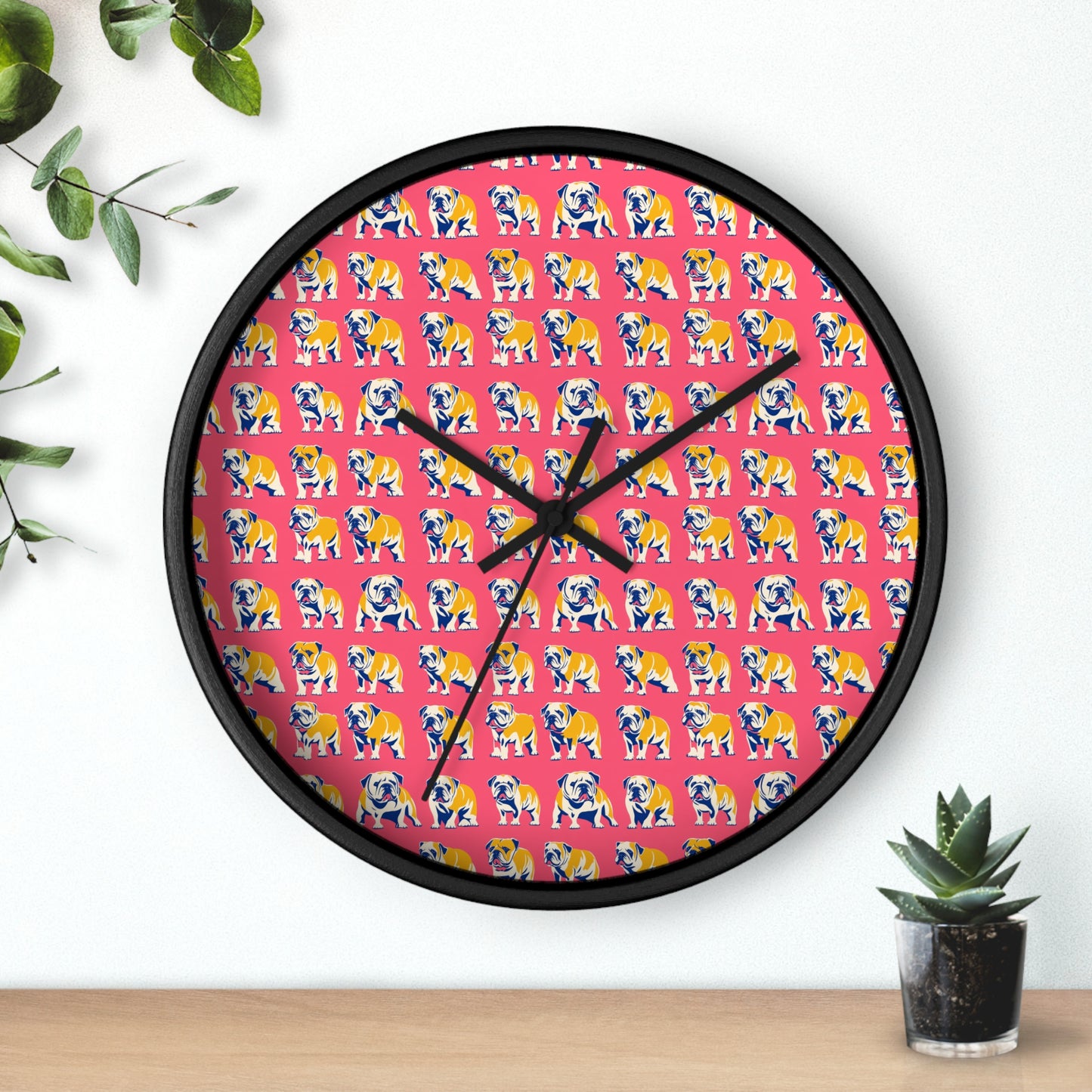 Bubblegum Glamour Bulldog Bouquet Wall Clock