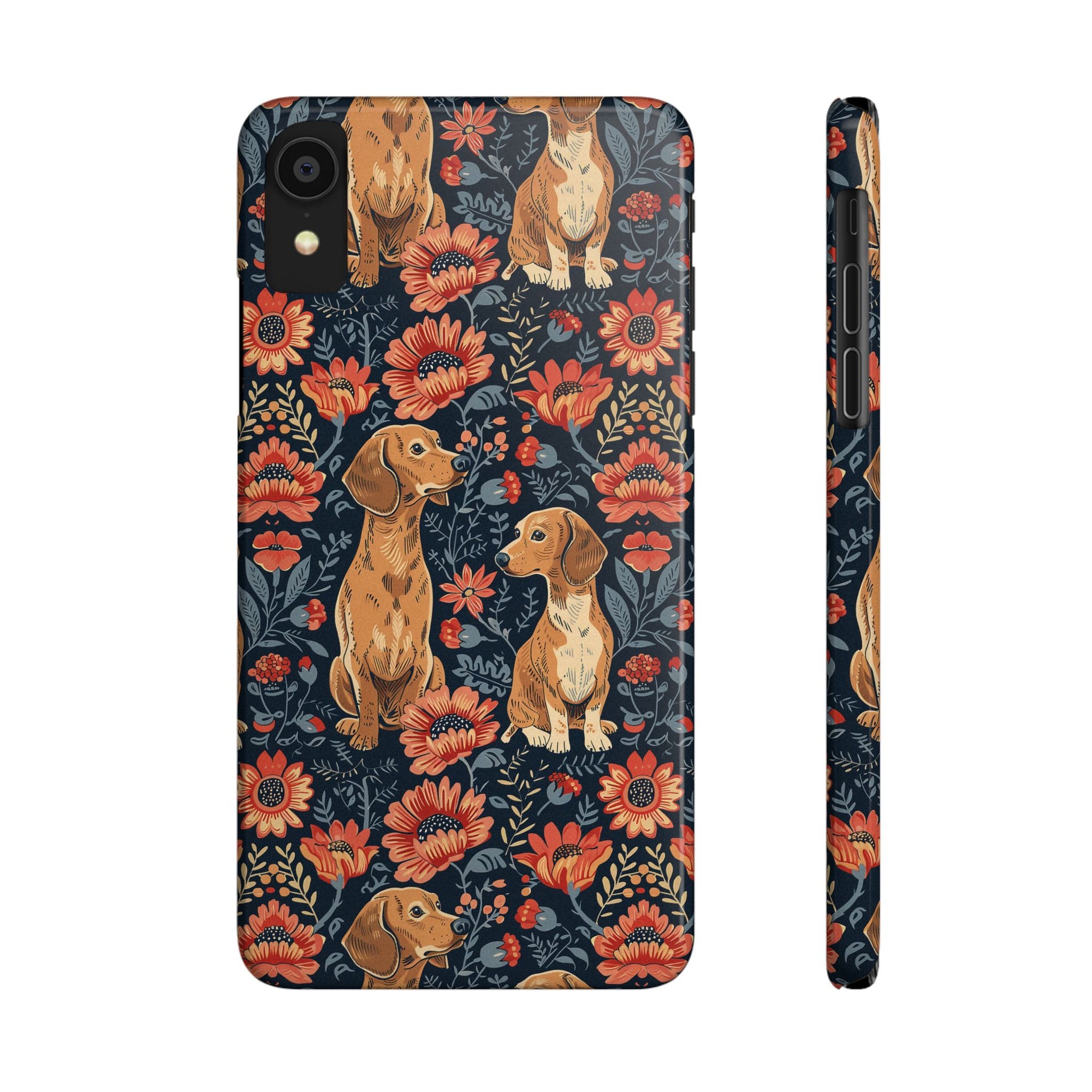 Floral Pawsome Dachsund Delight Slim Phone Cases