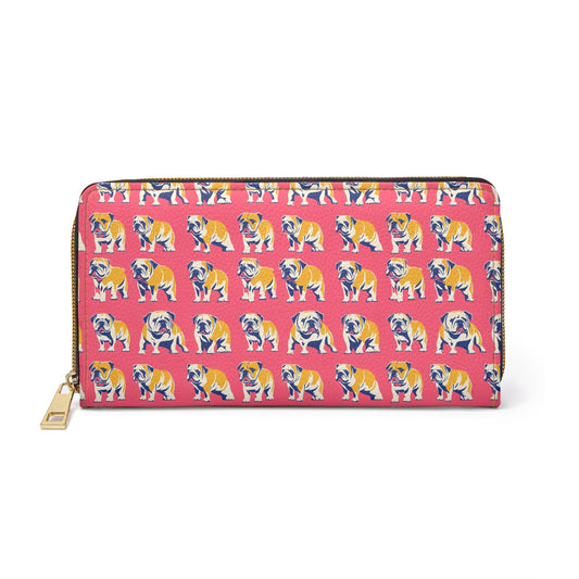 Bubblegum Glamour Bulldog Bouquet Zipper Wallet