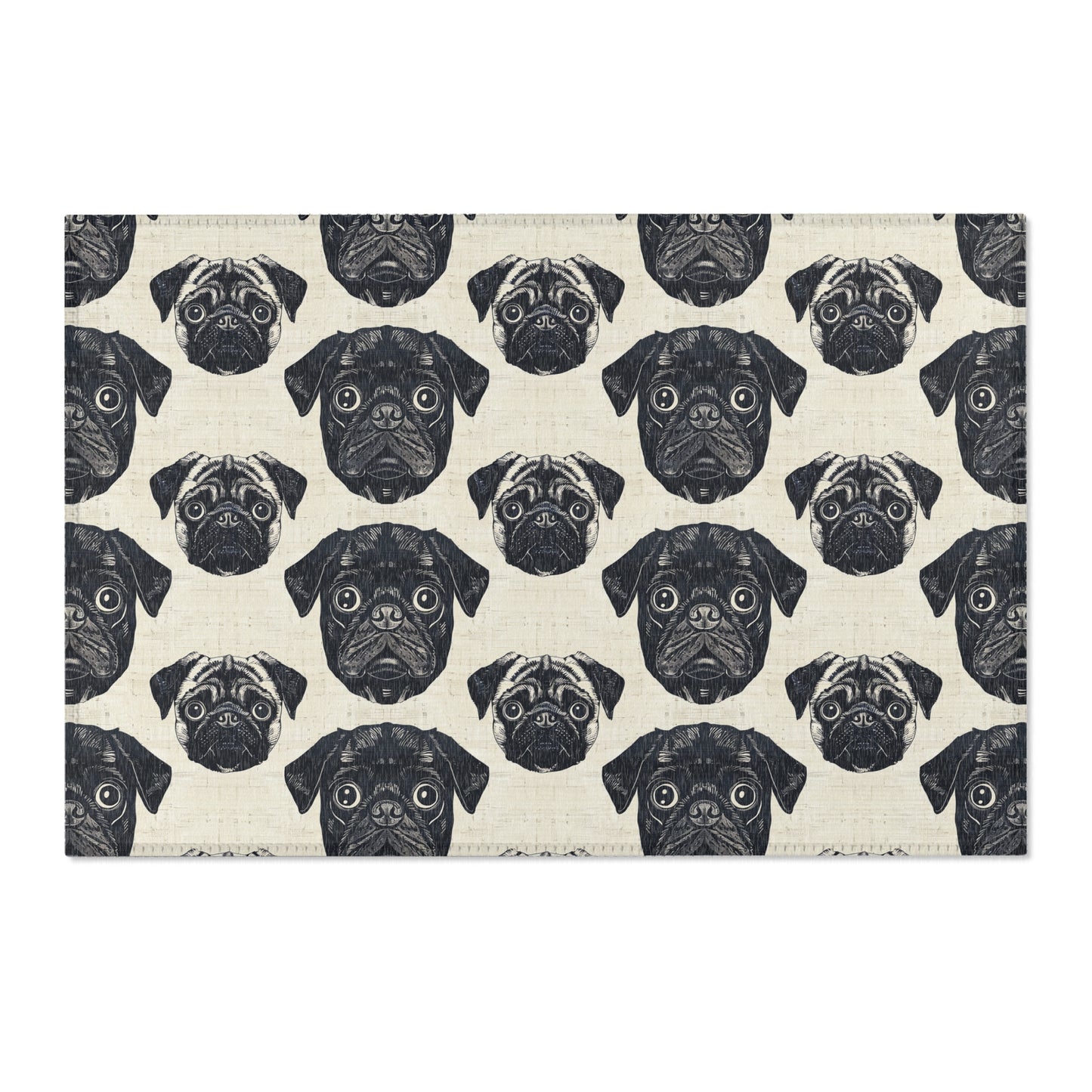 Pug Pizzazz - Modern Geometric Pug Pattern Area Rug