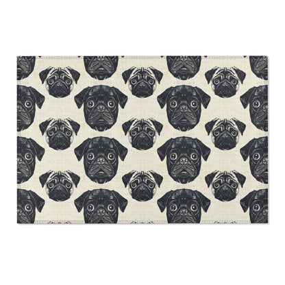 Pug Pizzazz - Modern Geometric Pug Pattern Area Rug