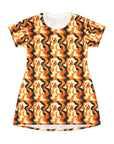 Golden Woof Abstract Glamour T-Shirt Dress