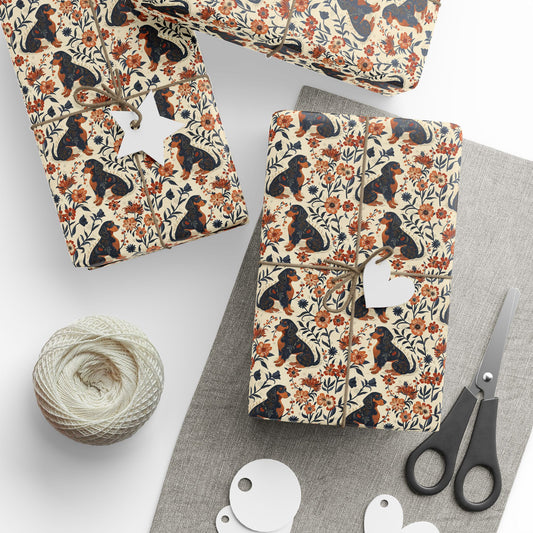 Blossoming Dachshunds Delight Wrapping Paper