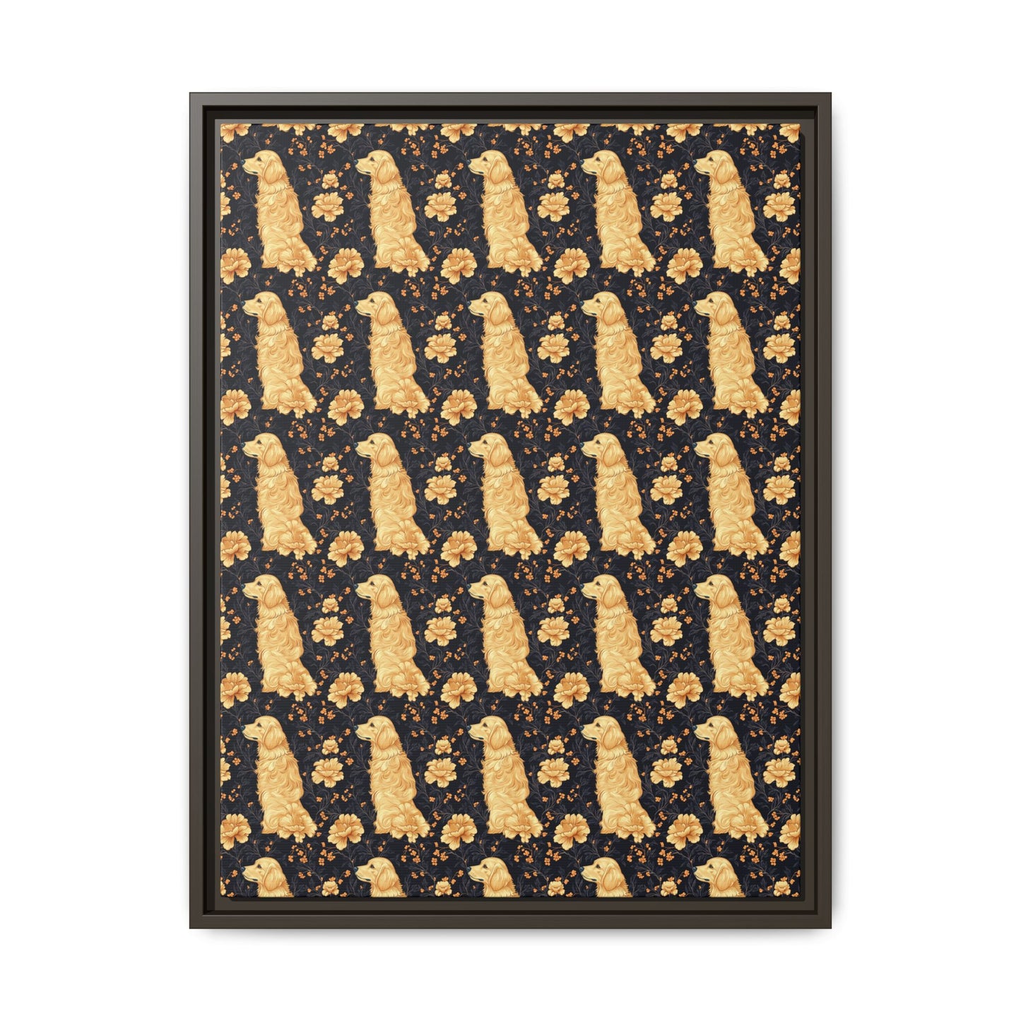 Golden Paws Floral Frenchie Matte Canvas, Framed