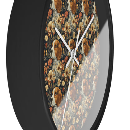 Beagle Blossoms Wall Clock