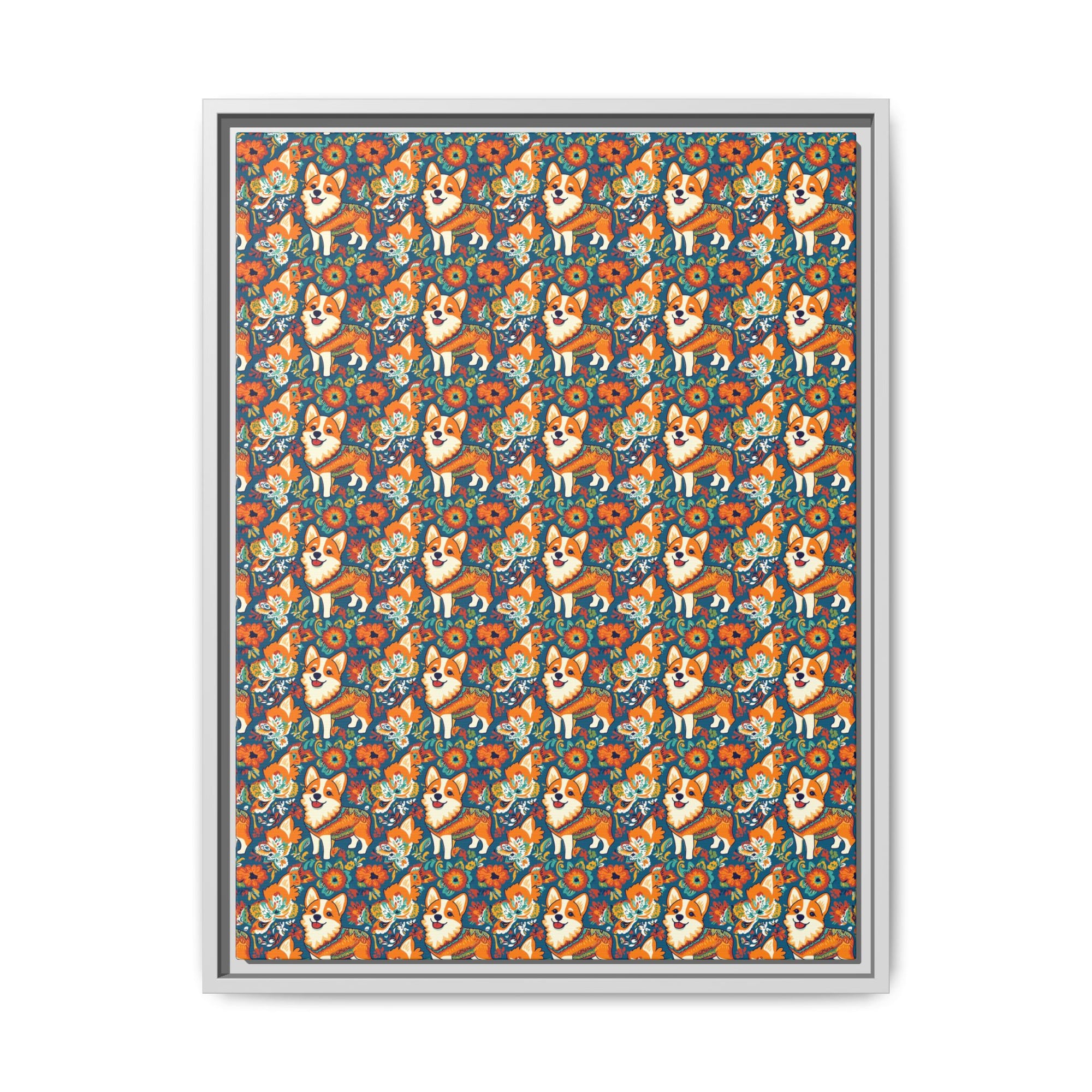 Corgi Carnival Couture Matte Canvas, Framed