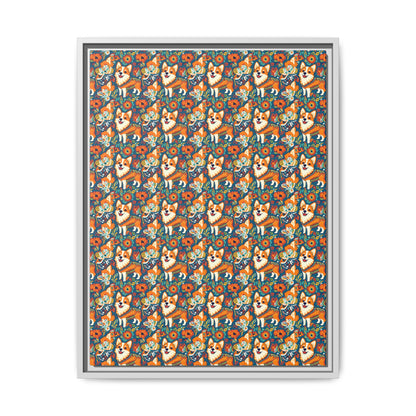 Corgi Carnival Couture Matte Canvas, Framed