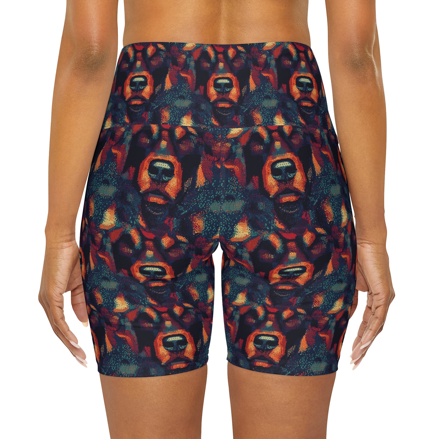 Rustic Rottie Charm High Waisted Yoga Shorts