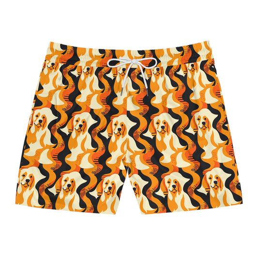 Golden Woof Abstract Glamour Men's Mid-Length Swim Shorts