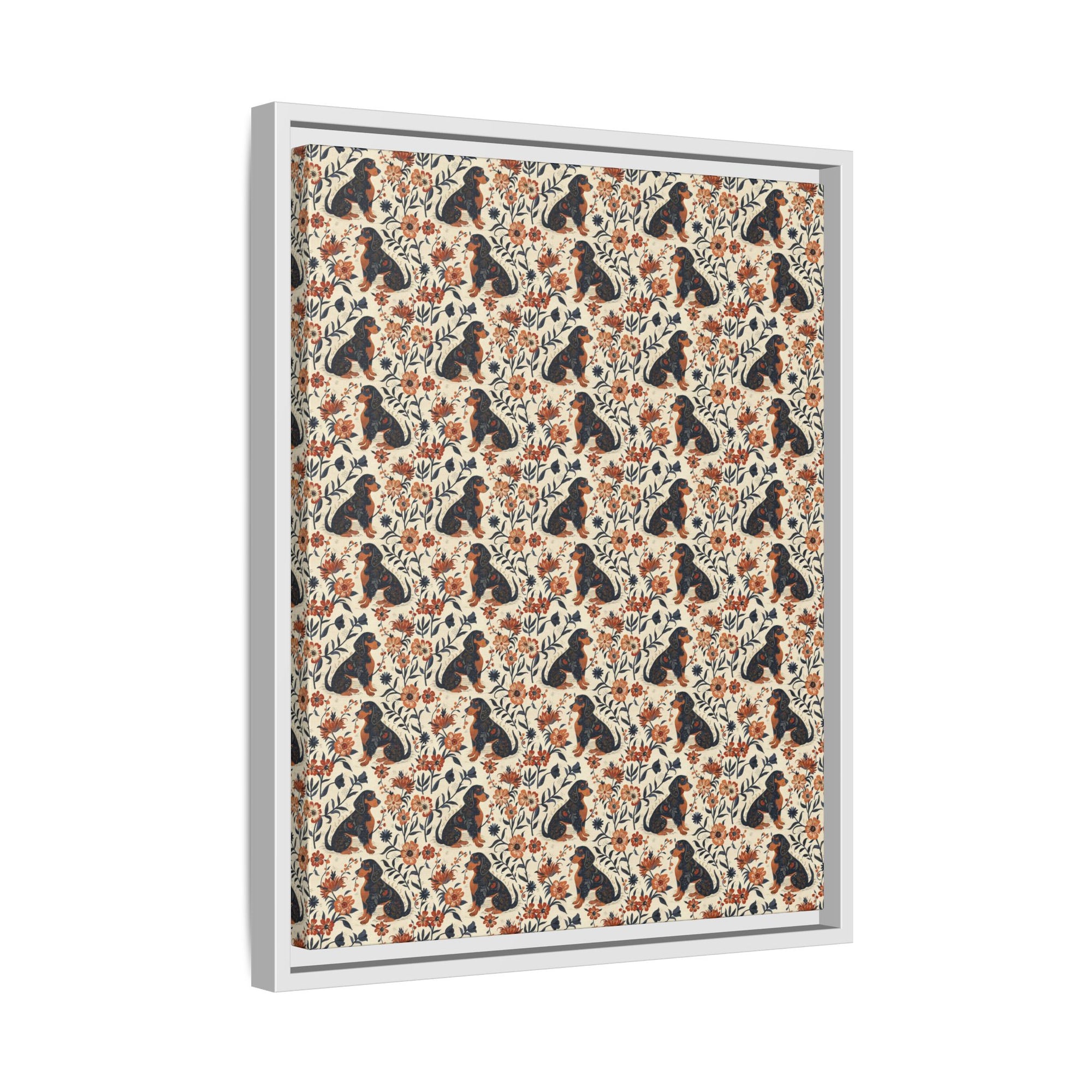 Blossoming Dachshunds Delight Matte Canvas, Framed