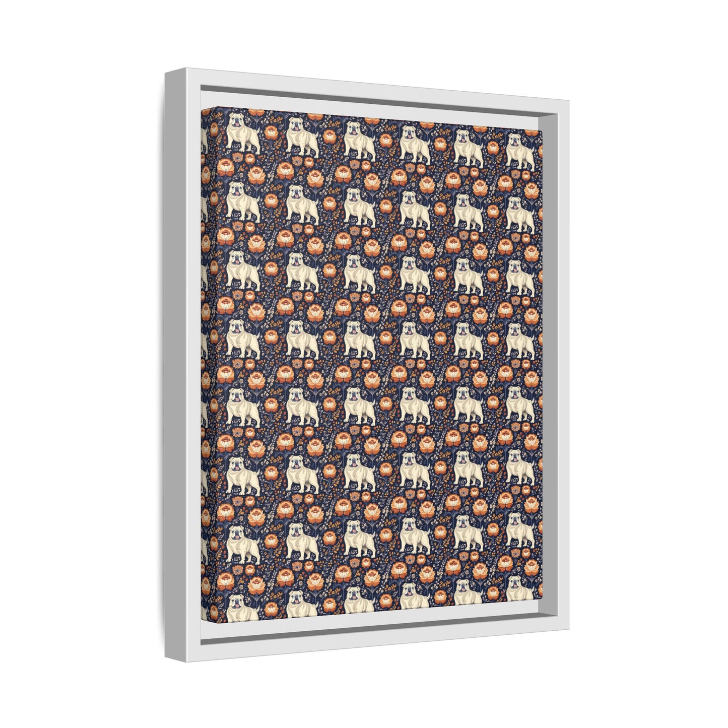 Bulldog Blossom Bonanza Matte Canvas, Framed