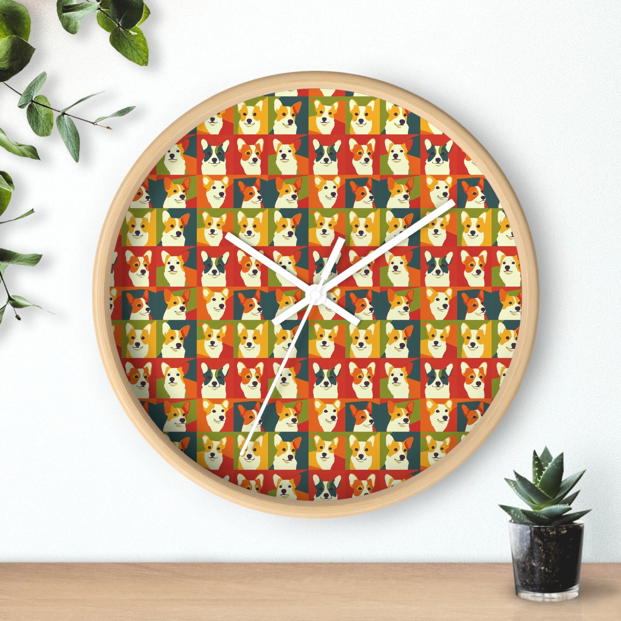 Corgi Chic Popart Pup Wall Clock