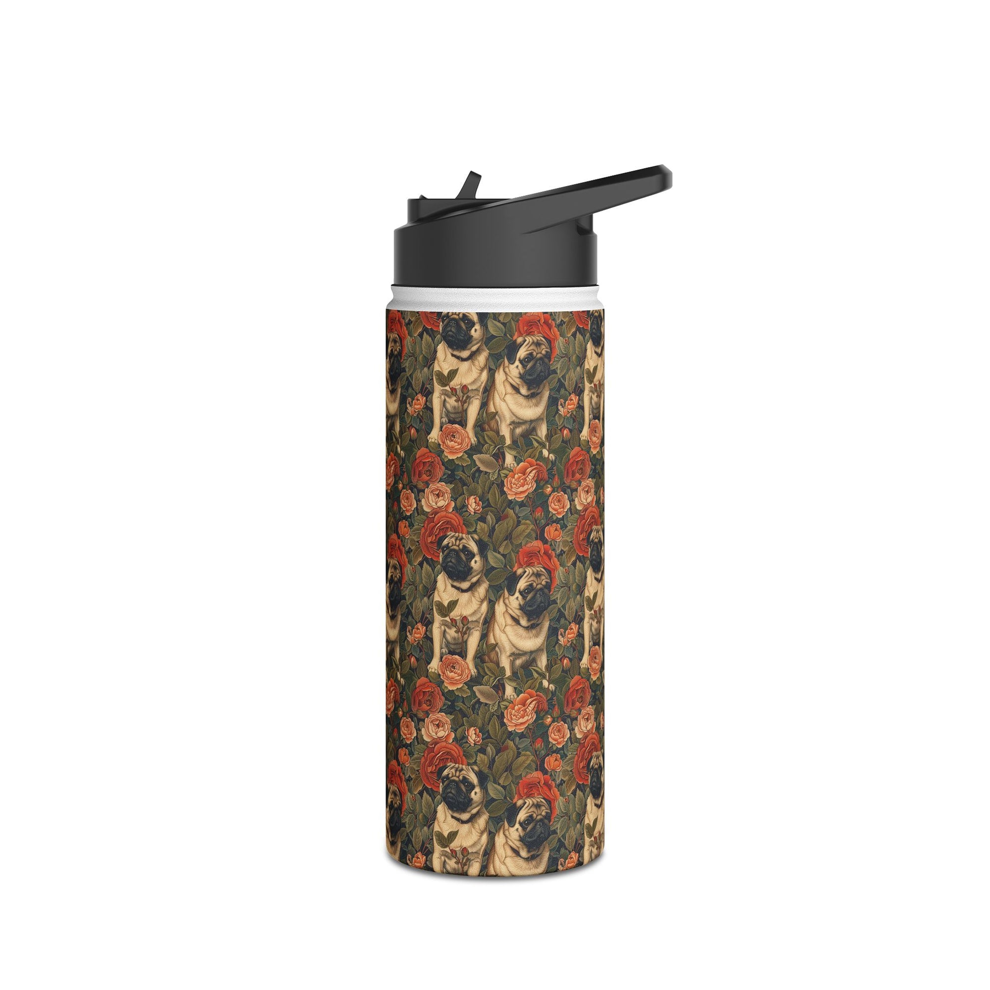 Blooming Pug Paradise Stainless Steel Water Bottle