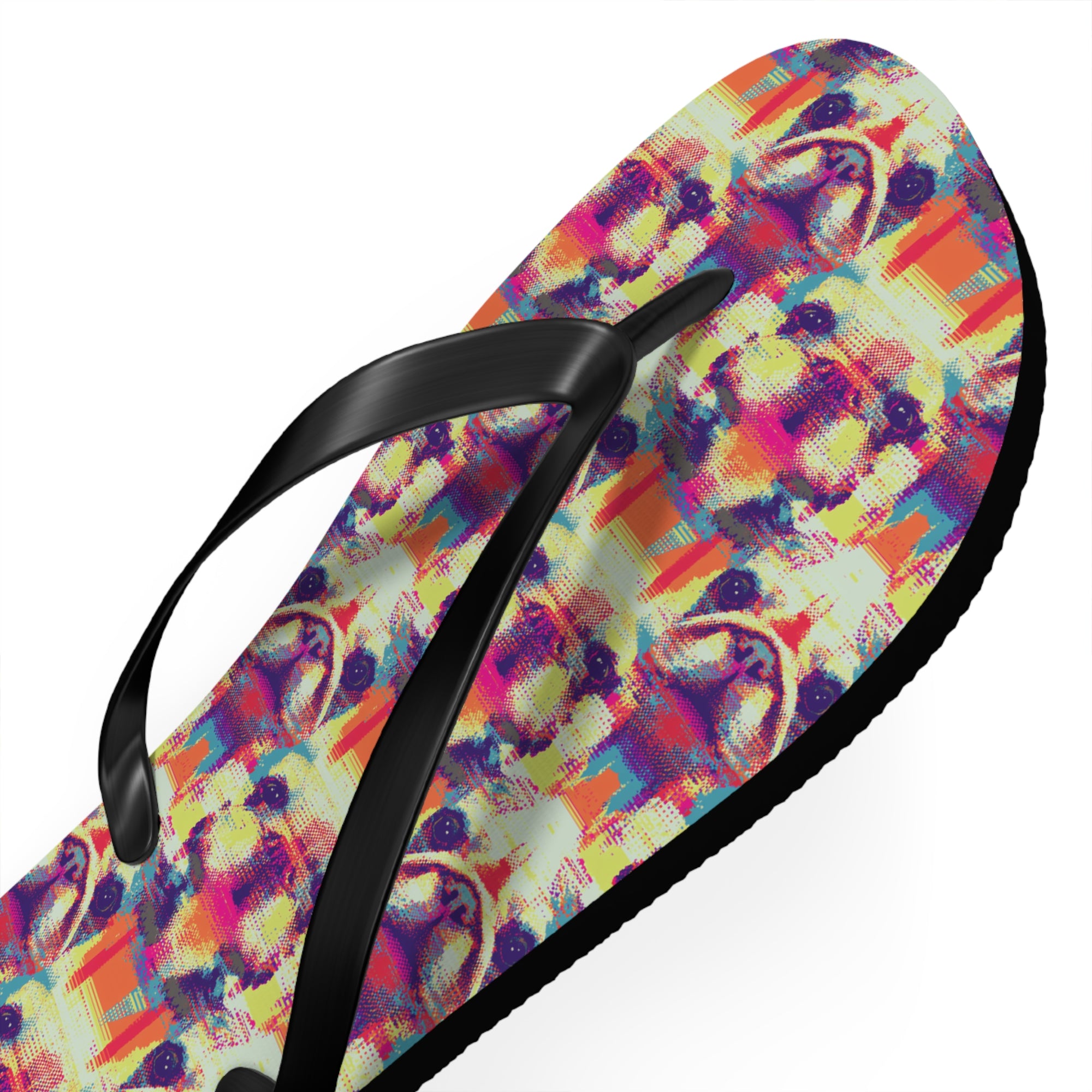 Glitchy Bulldog Blitz Flip Flops