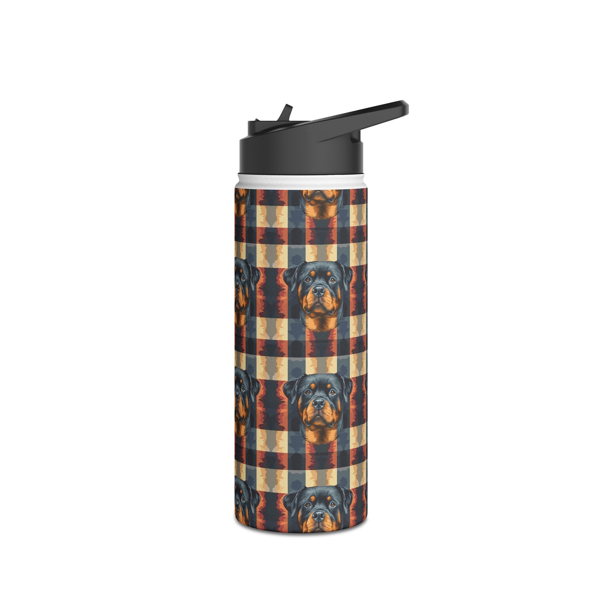 Pawsome Rottweiler Royalty Plaid Stainless Steel Water Bottle