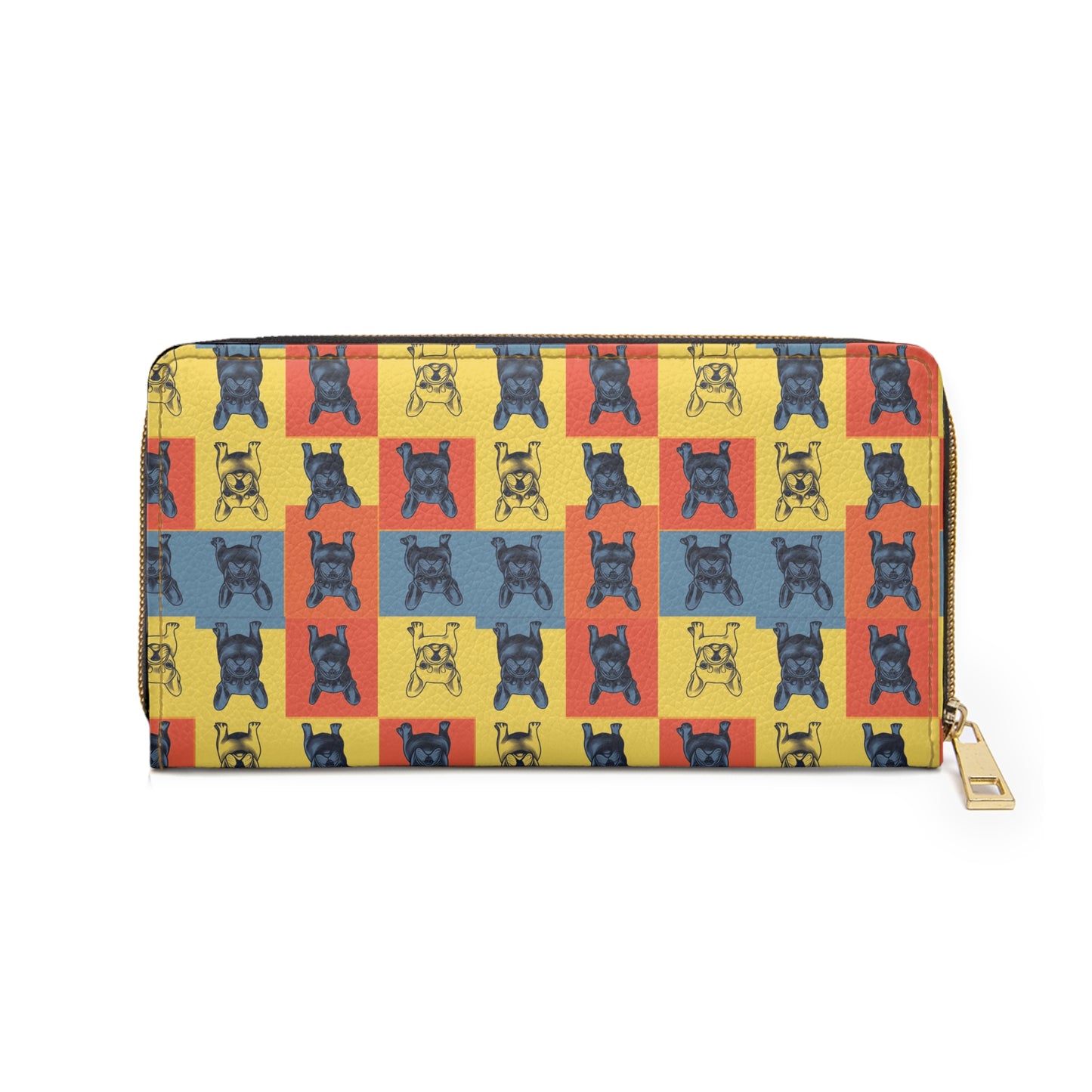 Frenchie Pop Art Pawfection Grid Zipper Wallet