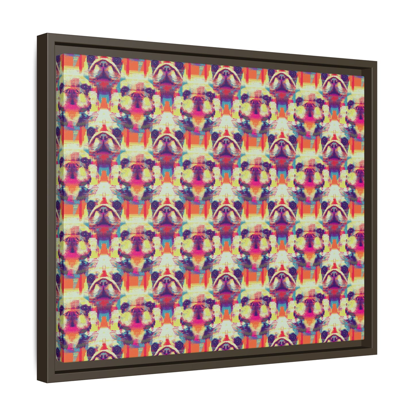 Glitchy Bulldog Blitz Matte Canvas, Framed