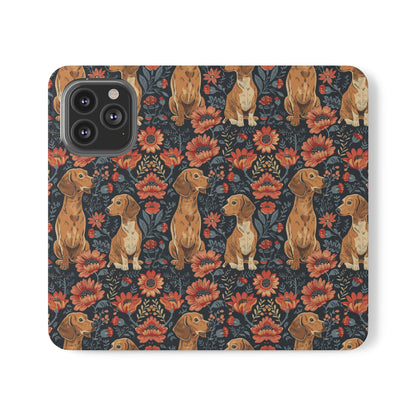 Floral Pawsome Dachsund Delight Flip Cases