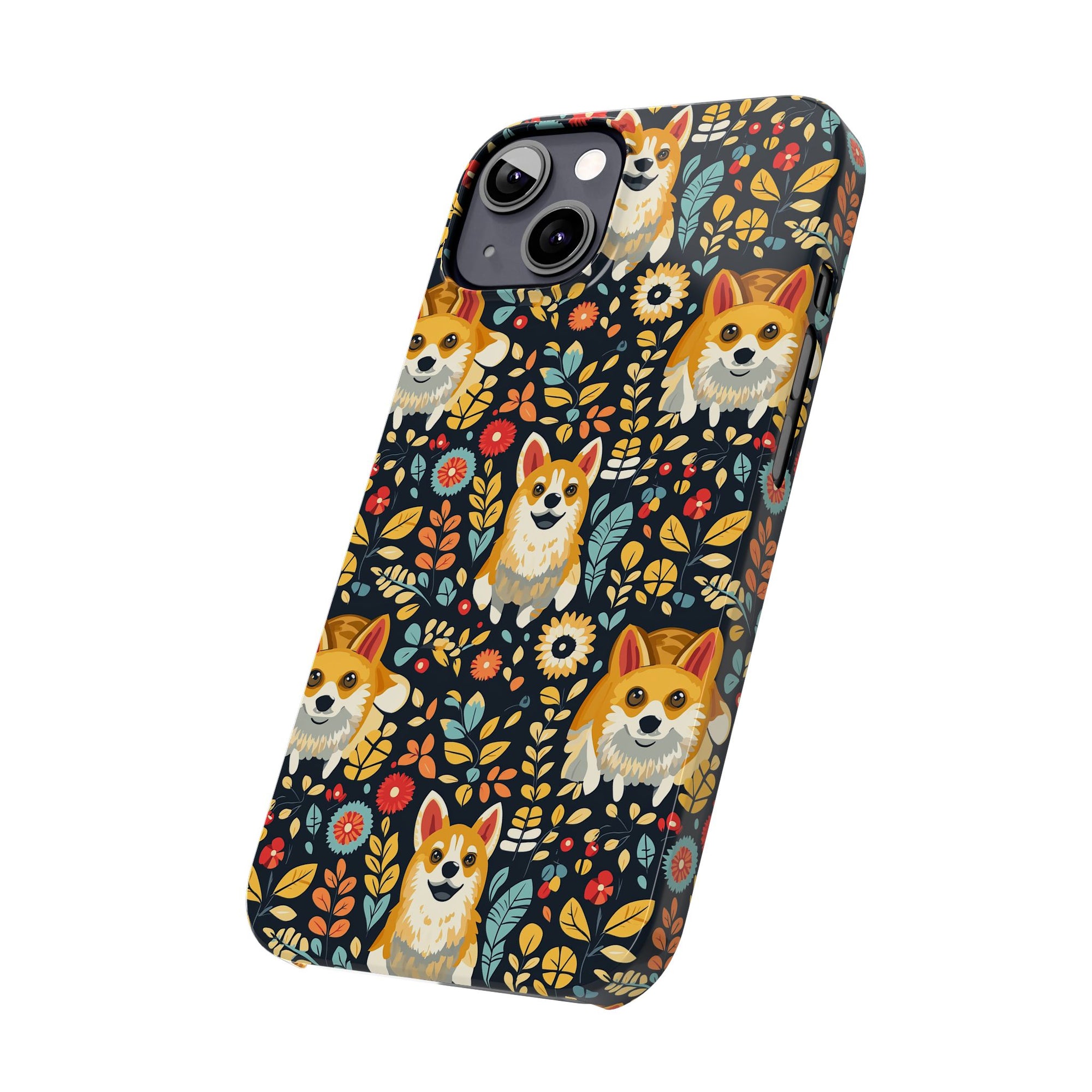 Corgi Rainbow Vine Dream Slim Phone Cases