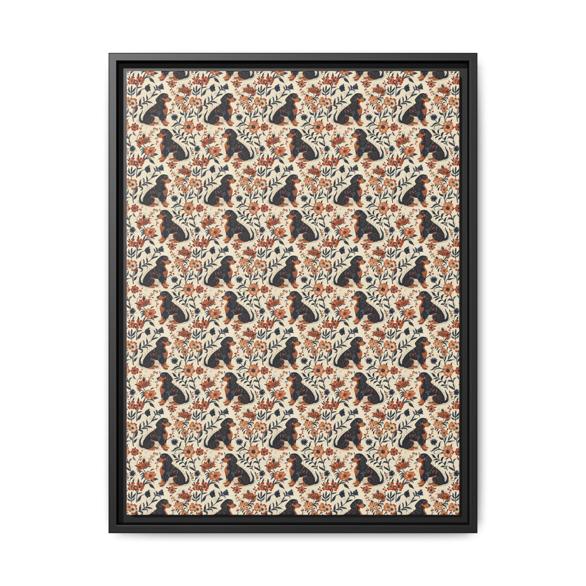 Blossoming Dachshunds Delight Matte Canvas, Framed