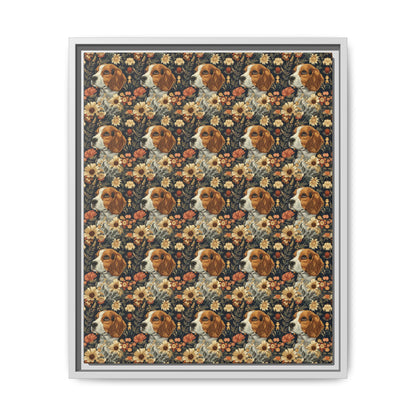 Beagle Blossoms Matte Canvas, Framed