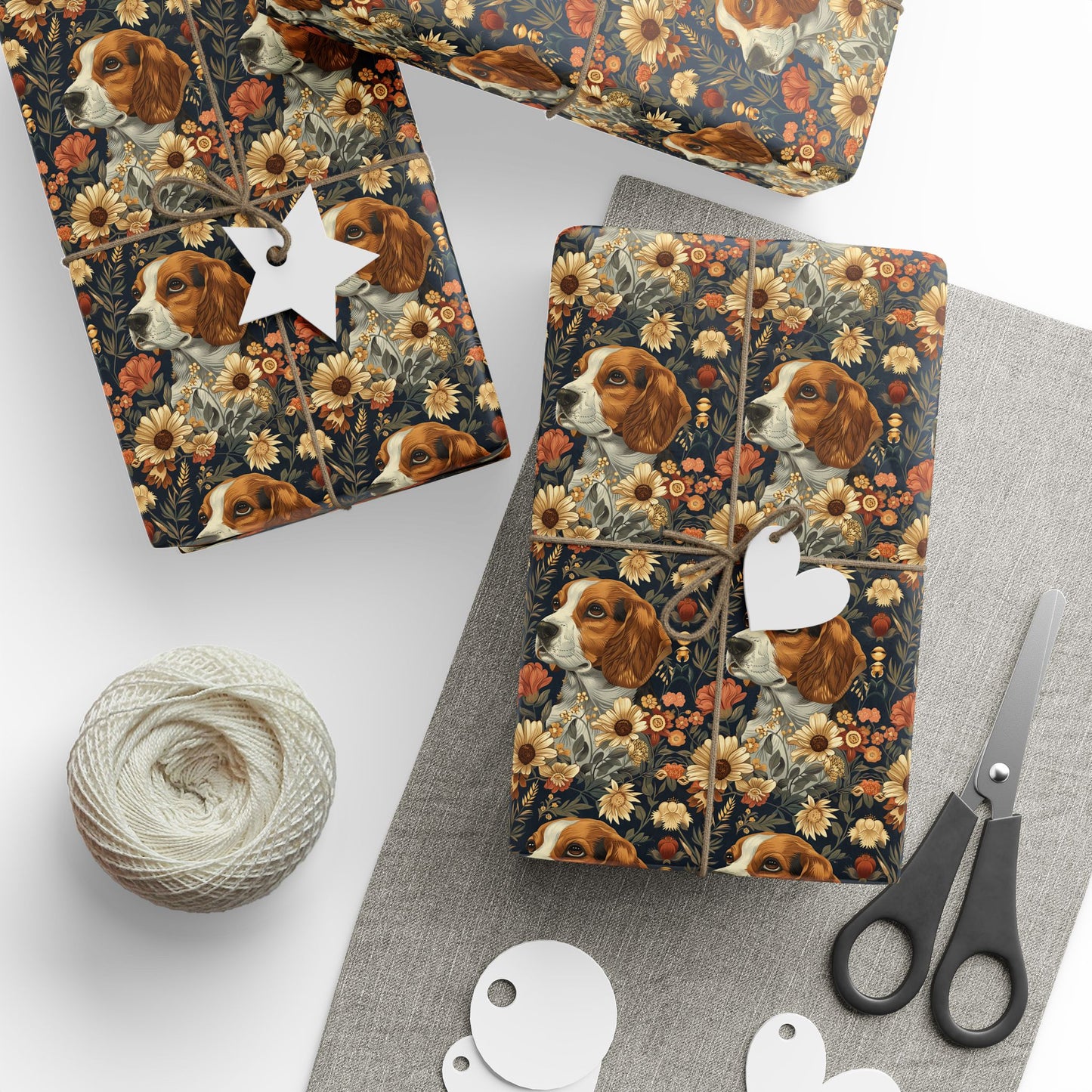 Beagle Blossoms Wrapping Paper