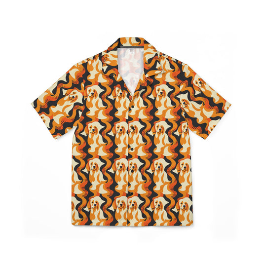 Golden Woof Abstract Glamour Men's Hawaiian Camp Shirt