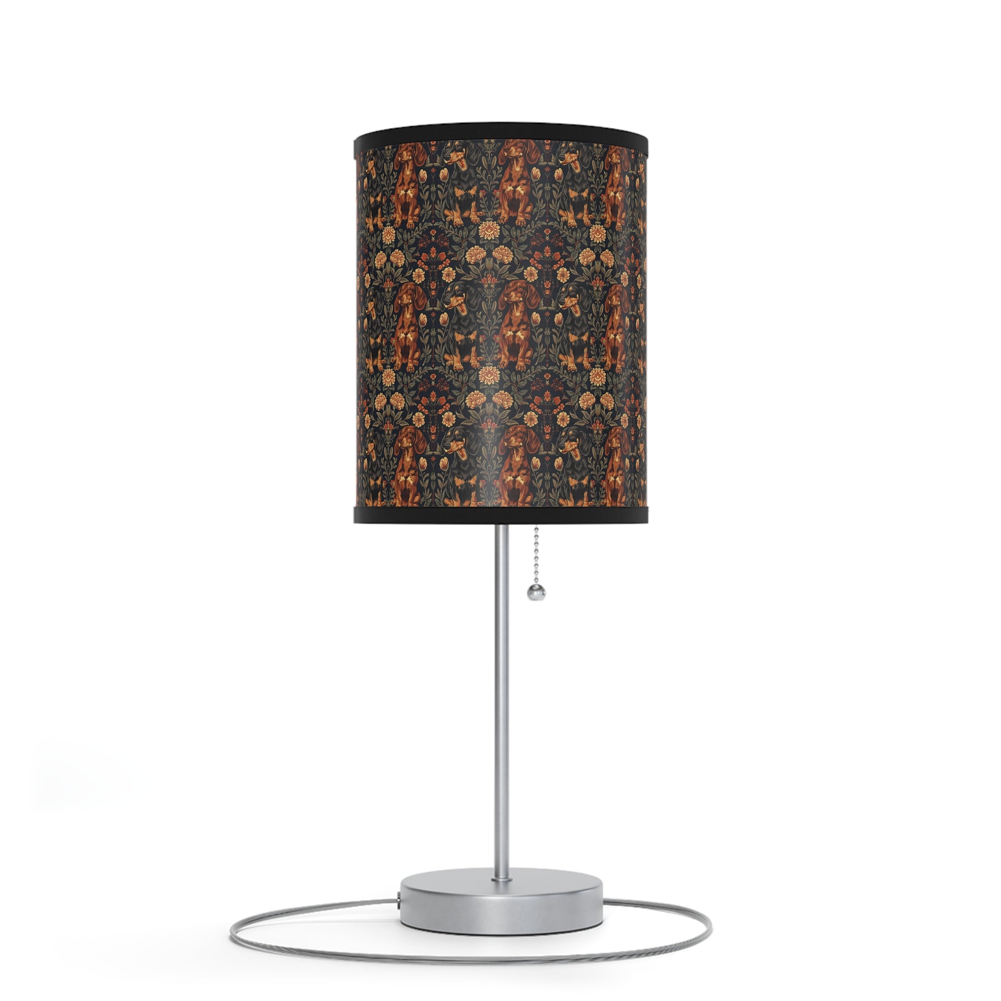 Dapper Dachshund Embroidery Elegance Lamp on a Stand