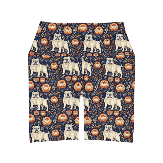 Bulldog Blossom Bonanza High Waisted Yoga Shorts