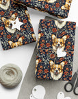 Floofy Corgi Blossom Blast Gift Wrap Papers