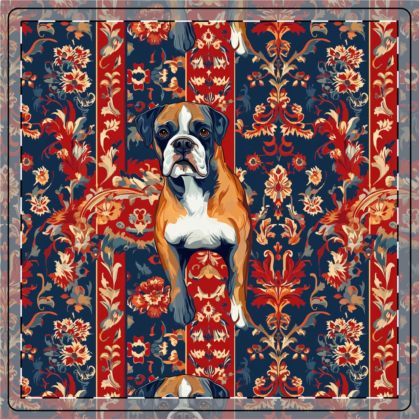 Boxer Blossom Tapestry Delight Ceramic Coaster