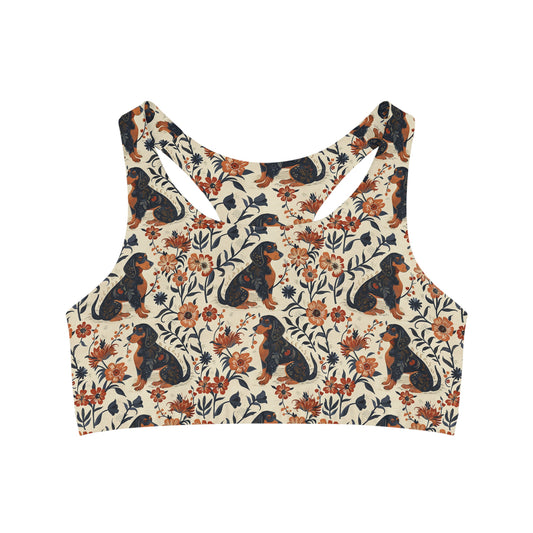 Blossoming Dachshunds Delight Seamless Sports Bra