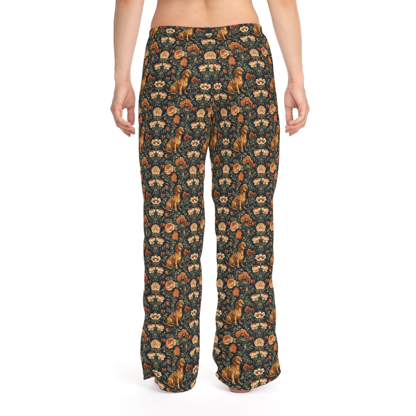 Dazzling Dachsund Blossoms & Foliage Women's Pajama Pants