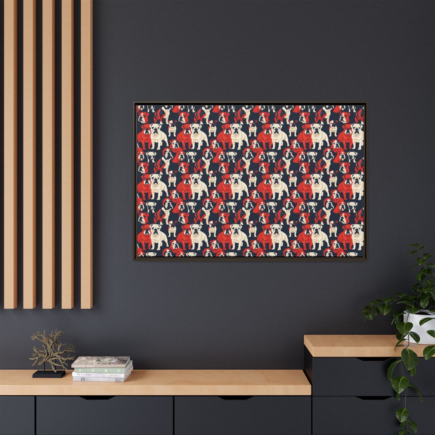 Bulldoggy Bliss Chomper Matte Canvas, Framed