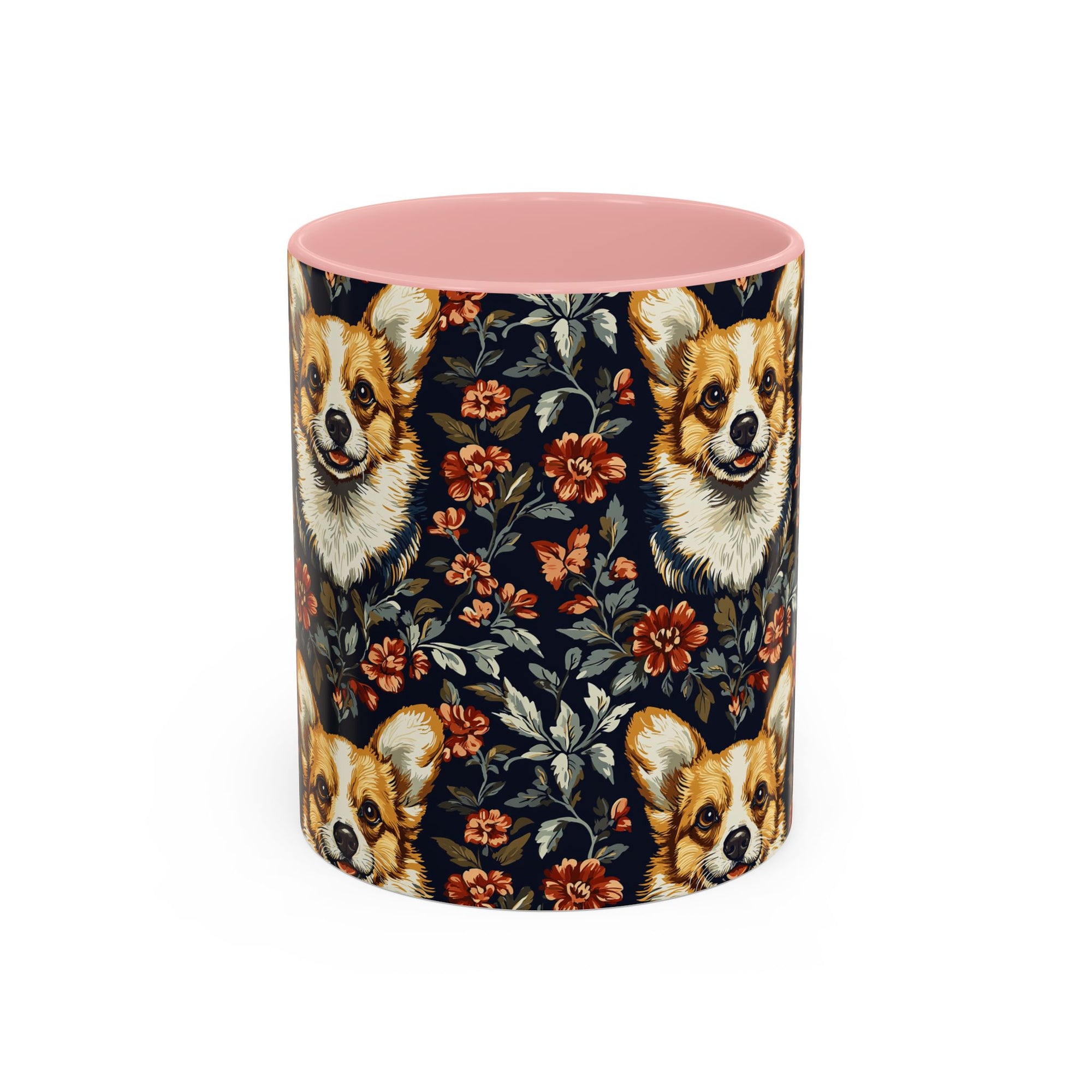 Floofy Corgi Blossom Blast Accent Coffee Mug