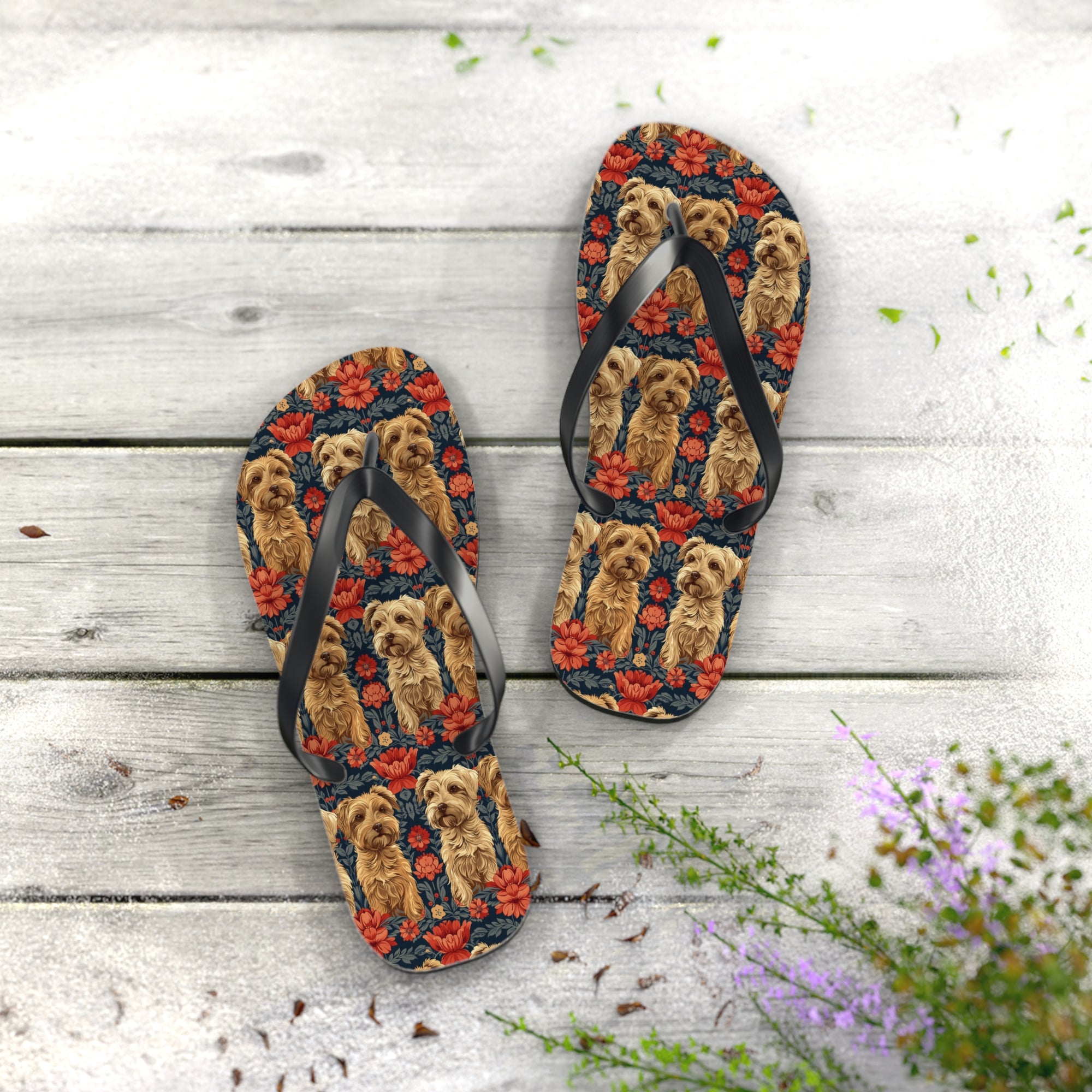 Yorkie Charm Twins Flip Flops