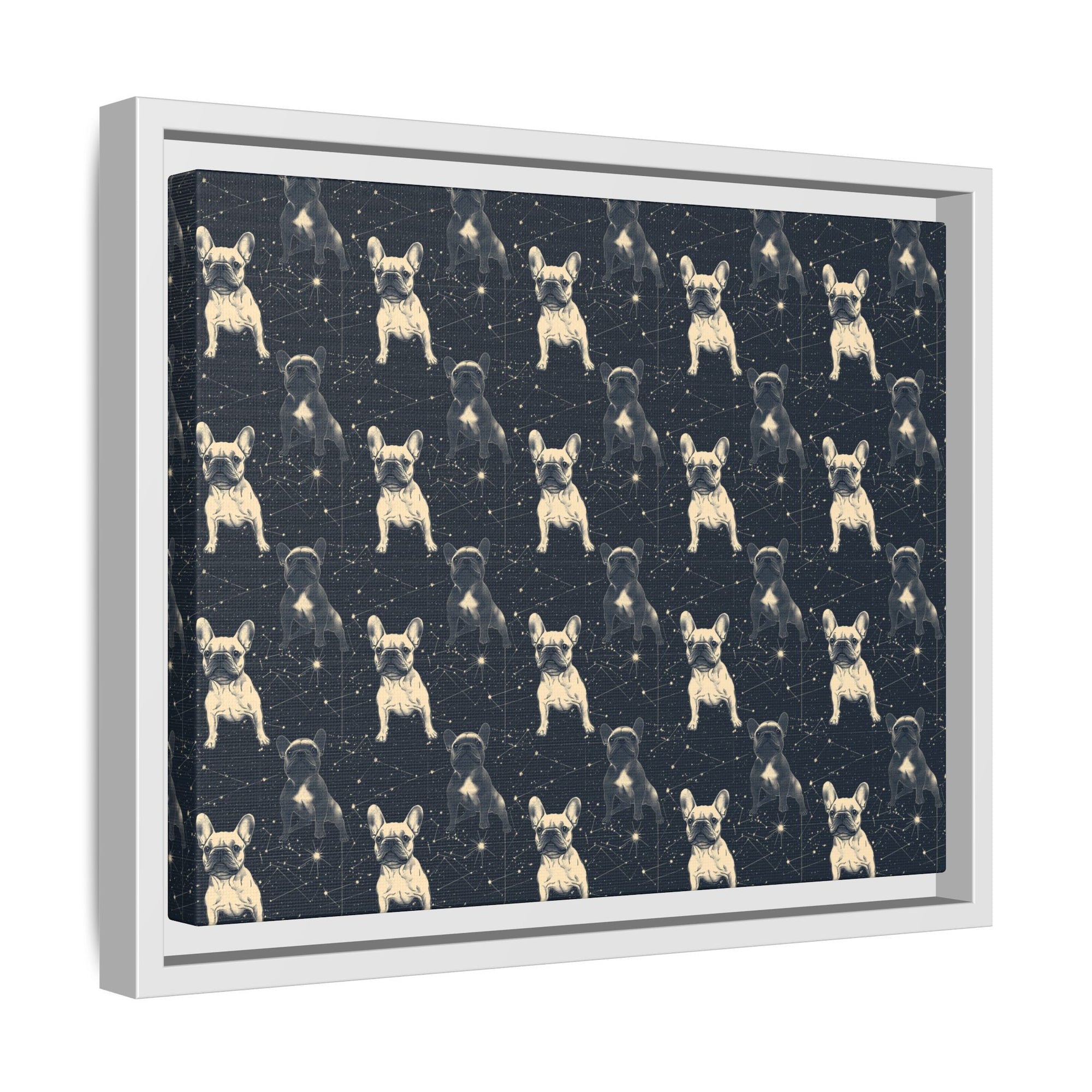 Frenchie Celestial Soar Matte Canvas, Framed