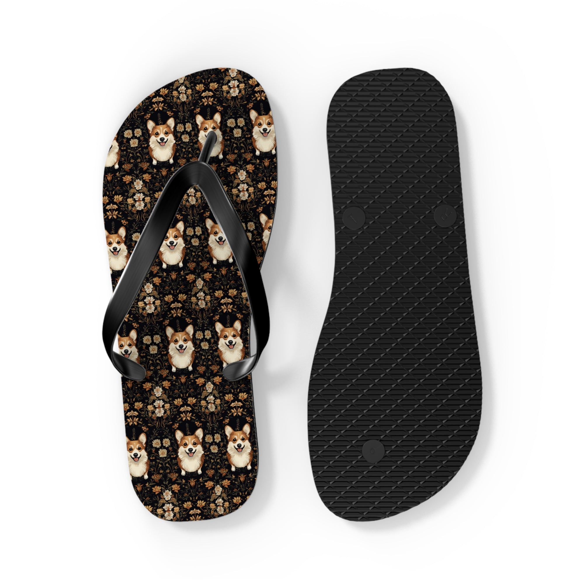 Nighttime Corgi Glow Stride Flip Flops