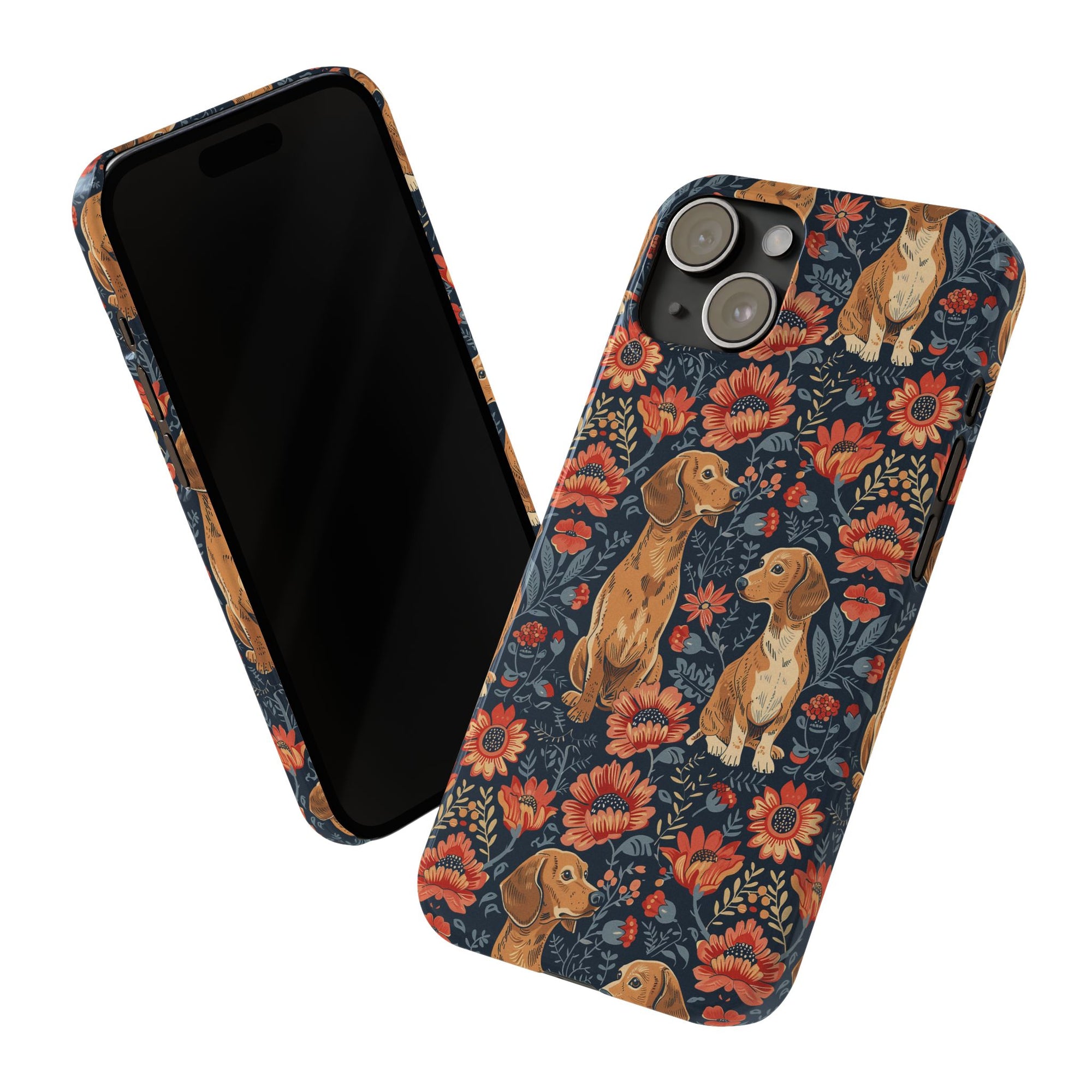 Floral Pawsome Dachsund Delight Slim Phone Cases