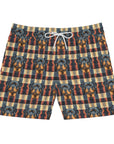 Pawsome Rottweiler Royalty Plaid Men's Mid-Length Swim Shorts