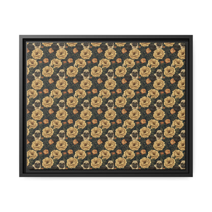 Pugs in Bloom, Framed Matte Canvas