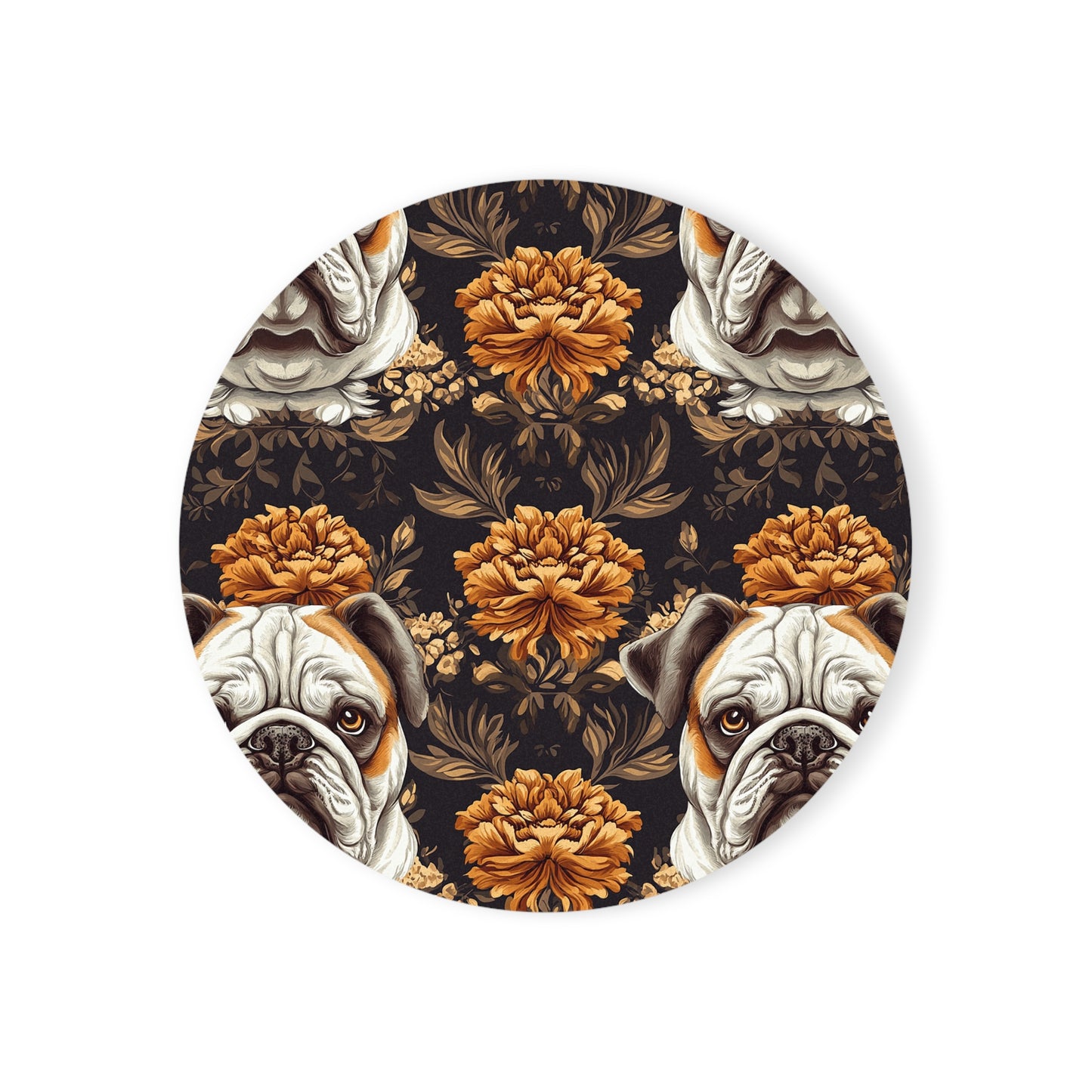 Bloomingly Bulldogistic Bouquet Cork Back Coaster