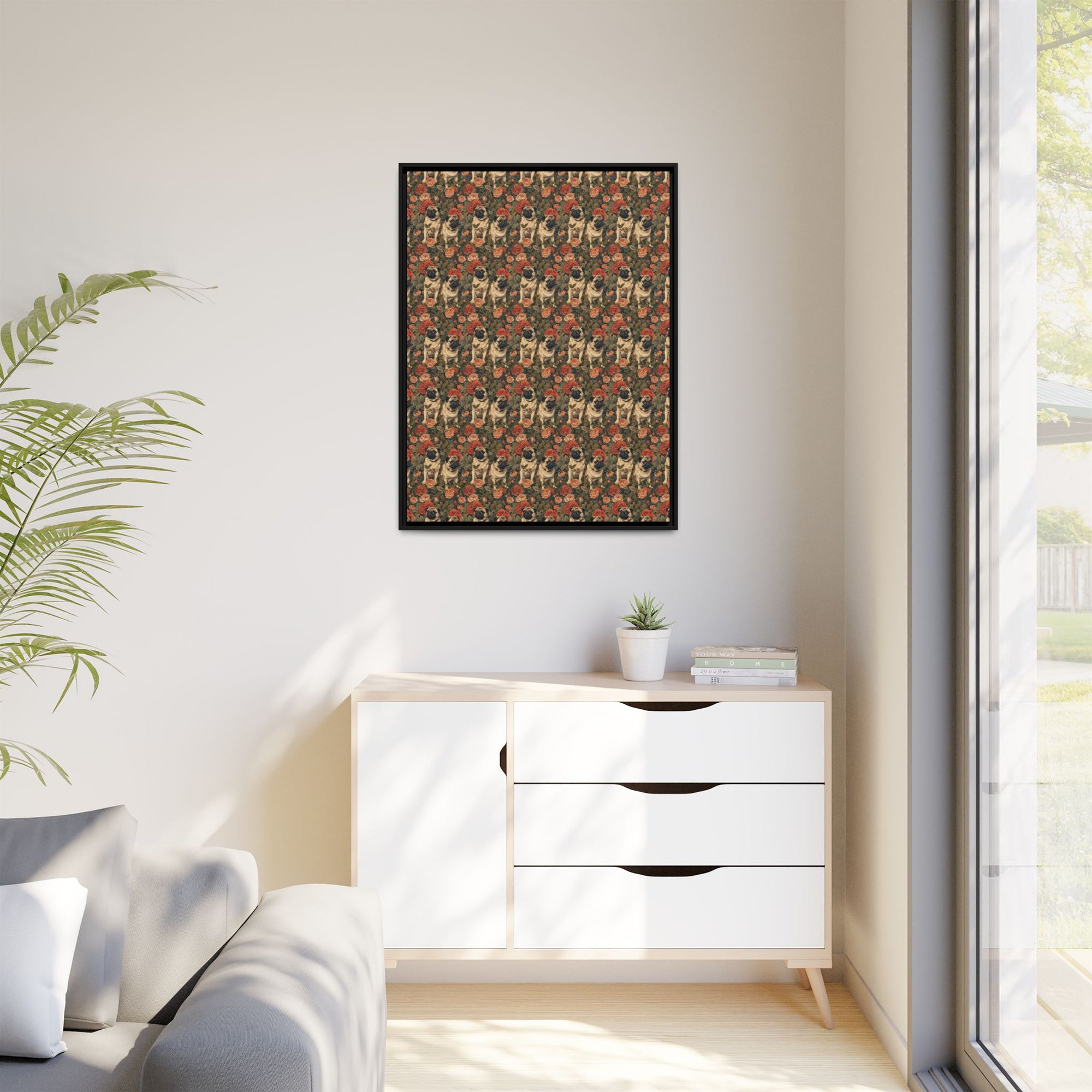 Blooming Pug Paradise Matte Canvas, Framed